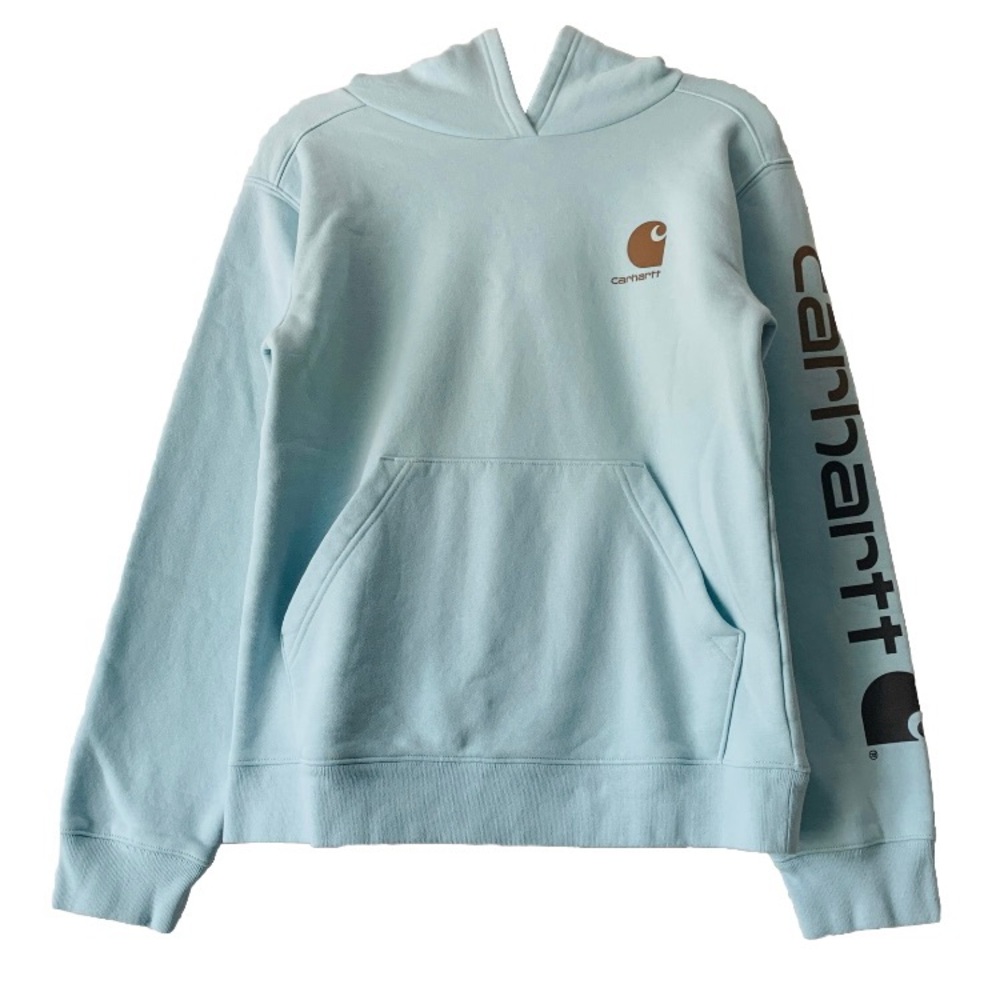 Carhartt Light Blue Pullover Hoodie Sweatshirt Size L Outdoor Granola Cozy